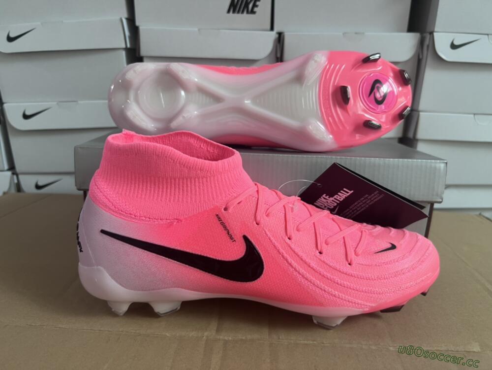Men's Nike Phantom Luna Elite FG Firm Ground High-Tops Football Boots - Pink/Black