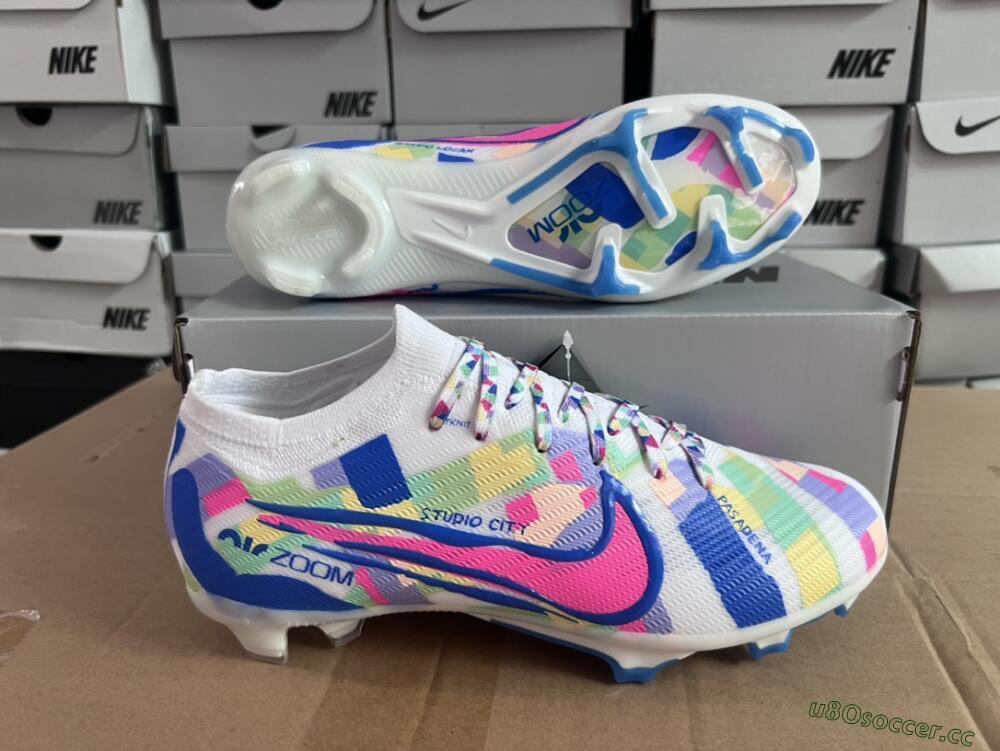 Unisex Nike Air Zoom Mercurial Vapor 15 Elite FG Firm Ground Low-Tops Football Boots - Beige/Blue/Yellow/Pink