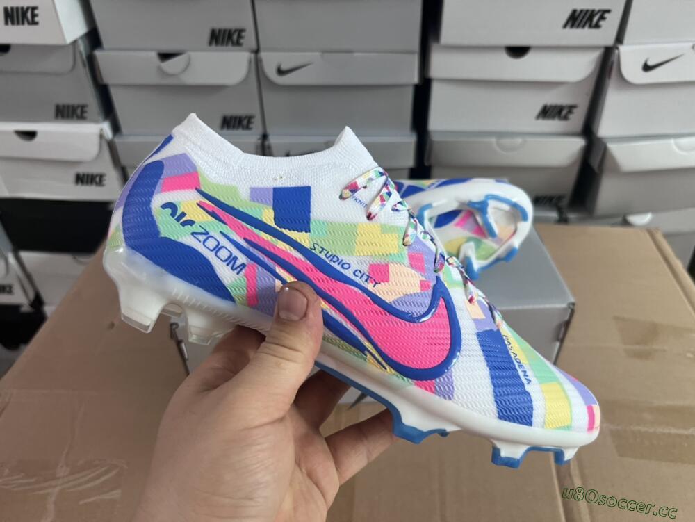 Unisex Nike Air Zoom Mercurial Vapor 15 Elite FG Firm Ground Low-Tops Football Boots - Beige/Blue/Yellow/Pink