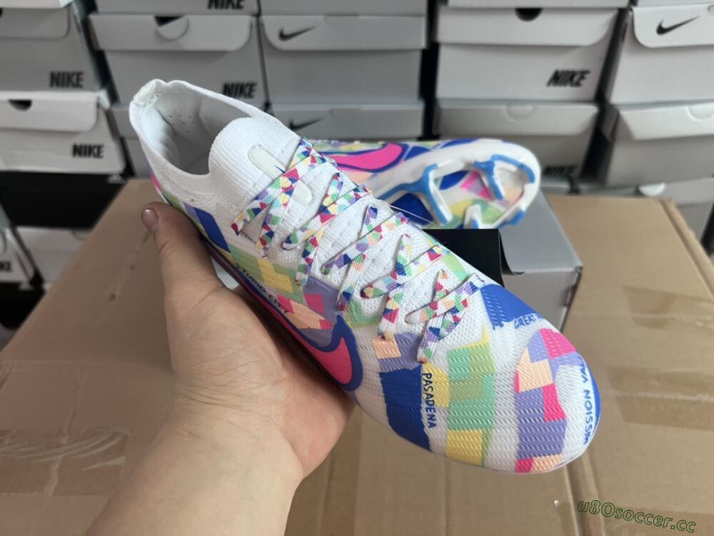 Unisex Nike Air Zoom Mercurial Vapor 15 Elite FG Firm Ground Low-Tops Football Boots - Beige/Blue/Yellow/Pink
