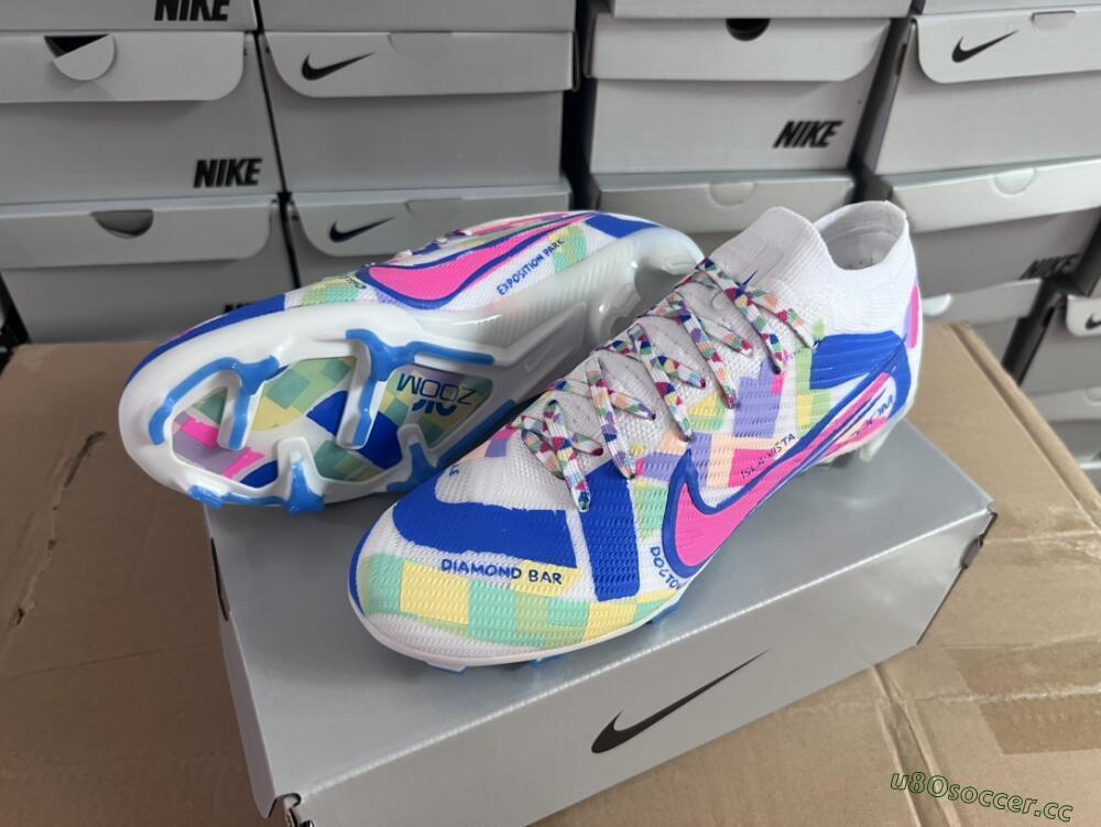Unisex Nike Air Zoom Mercurial Vapor 15 Elite FG Firm Ground Low-Tops Football Boots - Beige/Blue/Yellow/Pink