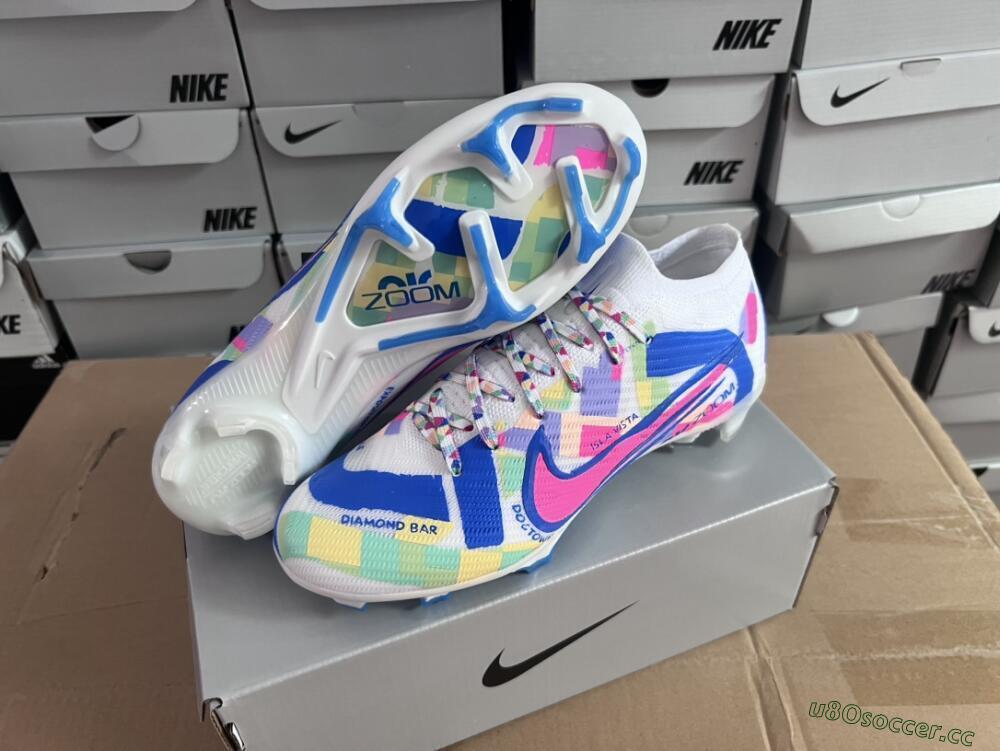 Unisex Nike Air Zoom Mercurial Vapor 15 Elite FG Firm Ground Low-Tops Football Boots - Beige/Blue/Yellow/Pink