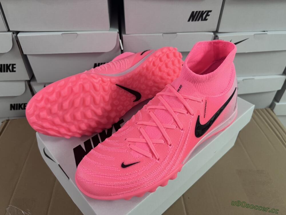 Men's Nike Phantom Luna Elite NU TF Artificial Turf High-Tops Football Shoes - Red/Pink/Black