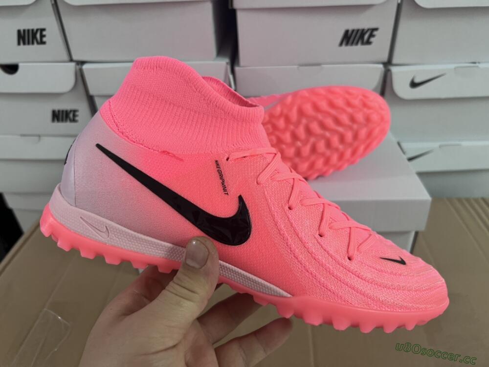 Men's Nike Phantom Luna Elite NU TF Artificial Turf High-Tops Football Shoes - Red/Pink/Black