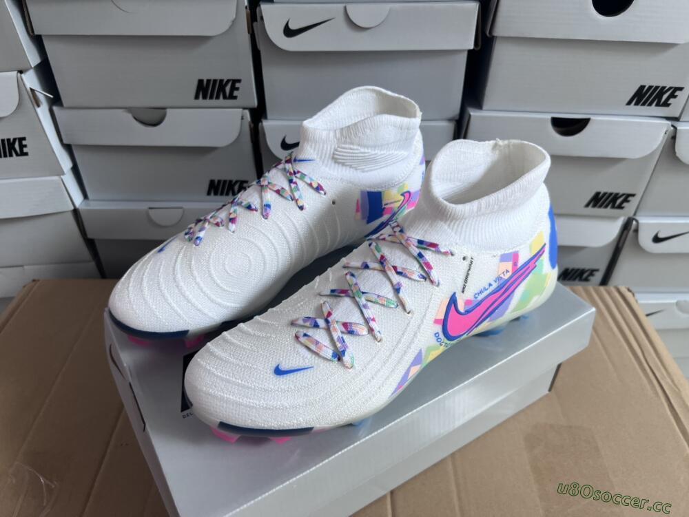 Men's Nike Phantom Luna Elite NU FG Firm Ground High-Tops Football Boots - Beige/Blue/Yellow/Pink