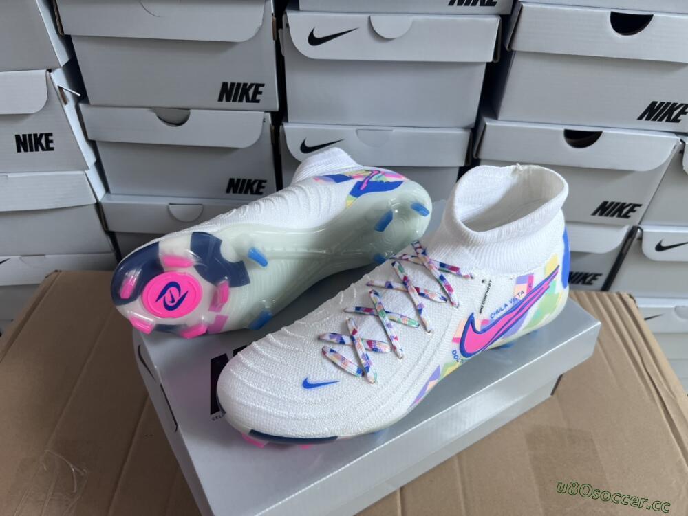 Men's Nike Phantom Luna Elite NU FG Firm Ground High-Tops Football Boots - Beige/Blue/Yellow/Pink