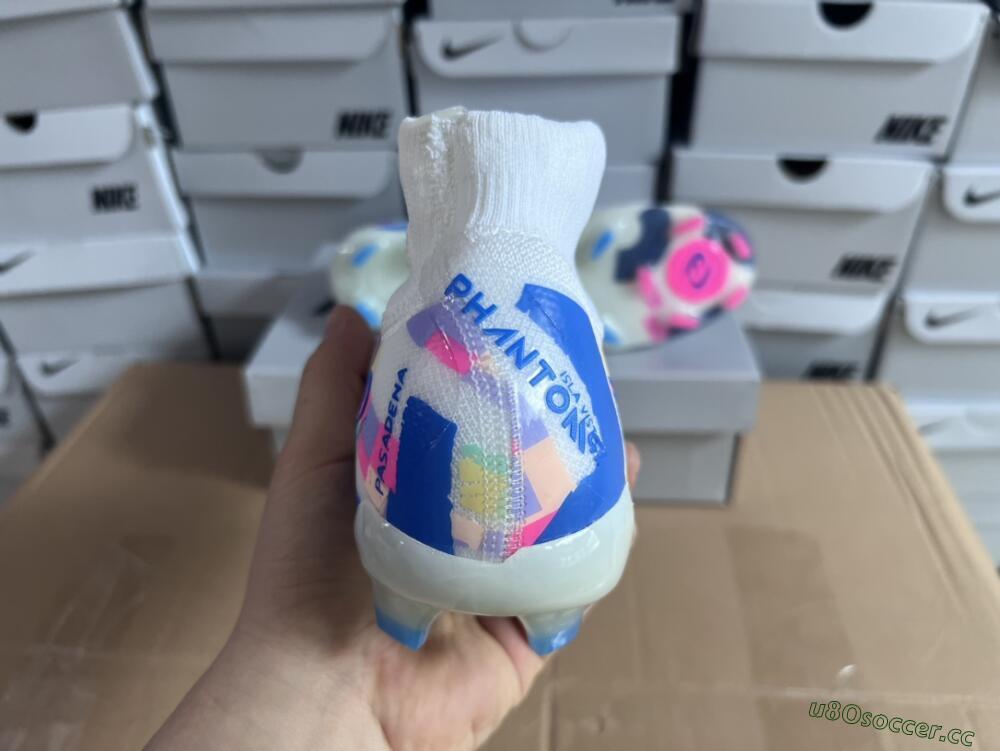 Men's Nike Phantom Luna Elite NU FG Firm Ground High-Tops Football Boots - Beige/Blue/Yellow/Pink
