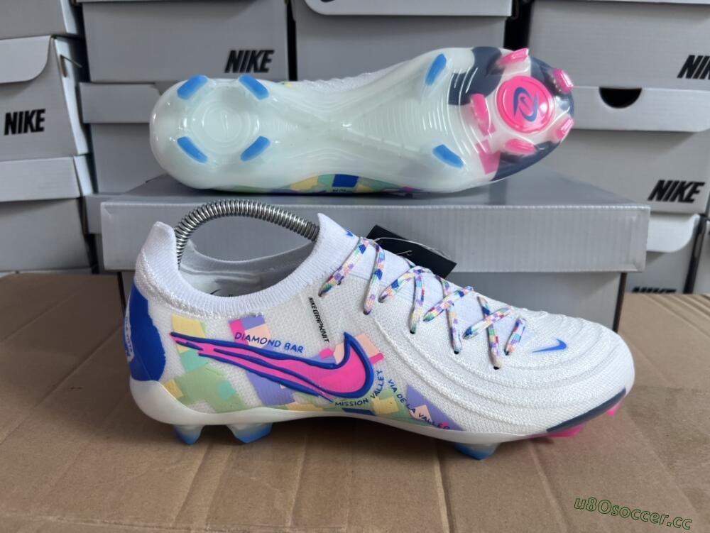 Men's Nike Phantom Luna Elite NU FG Firm Ground Low-Tops Football Boots - Beige/Blue/Yellow/Pink