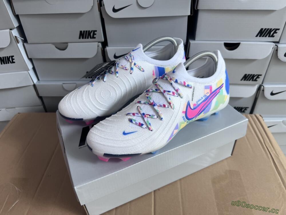 Men's Nike Phantom Luna Elite NU FG Firm Ground Low-Tops Football Boots - Beige/Blue/Yellow/Pink