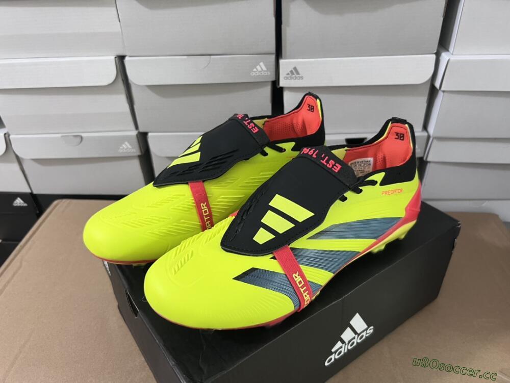 Unisex Adidas Predator Elite Foldover Tongue FG Firm Ground Low-Tops Football Boots - Yellow/Black/Red
