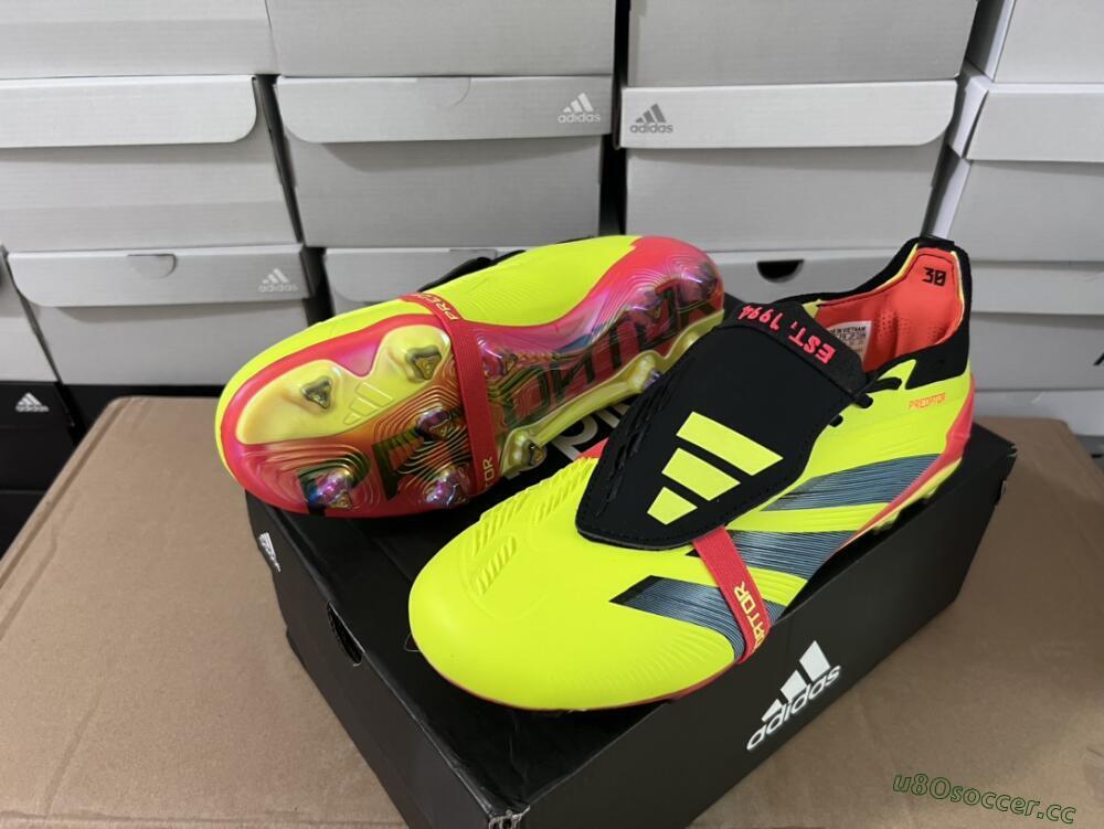 Unisex Adidas Predator Elite Foldover Tongue FG Firm Ground Low-Tops Football Boots - Yellow/Black/Red