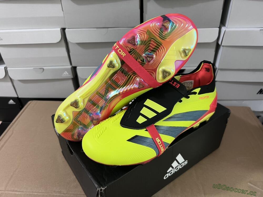 Unisex Adidas Predator Elite Foldover Tongue FG Firm Ground Low-Tops Football Boots - Yellow/Black/Red