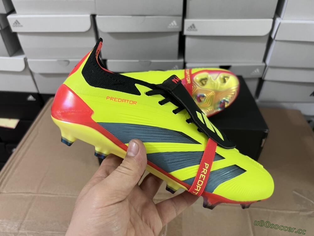 Unisex Adidas Predator Elite Foldover Tongue FG Firm Ground Low-Tops Football Boots - Yellow/Black/Red