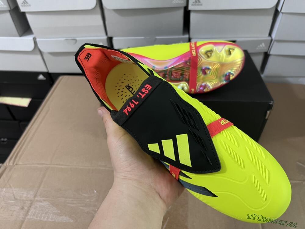 Unisex Adidas Predator Elite Foldover Tongue FG Firm Ground Low-Tops Football Boots - Yellow/Black/Red