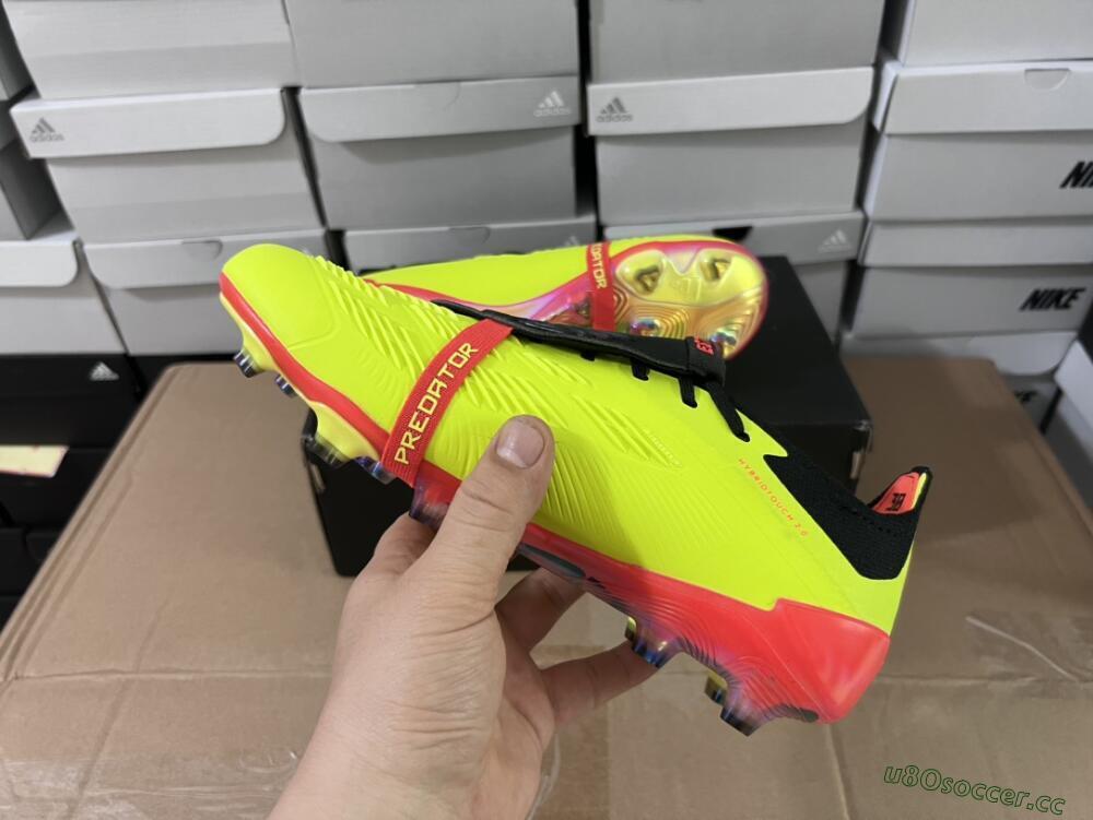 Unisex Adidas Predator Elite Foldover Tongue FG Firm Ground Low-Tops Football Boots - Yellow/Black/Red