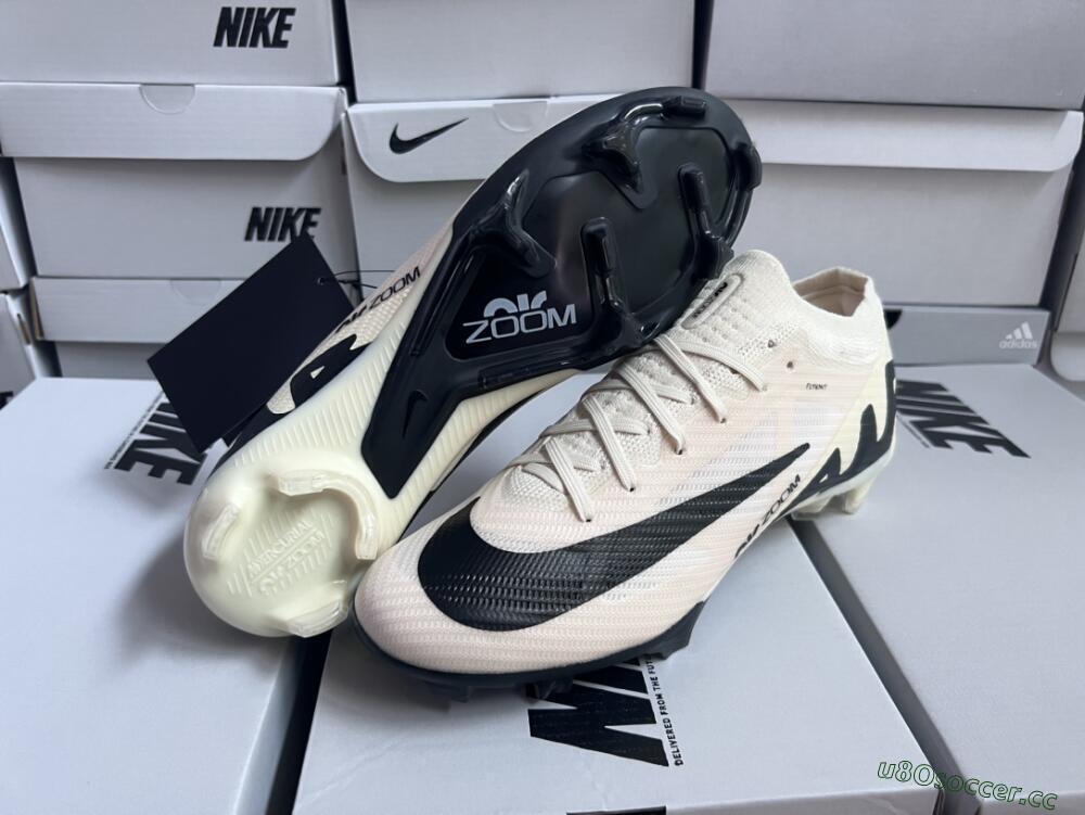 Unisex Nike Air Zoom Mercurial Vapor 15 Elite FG Firm Ground Low-Tops Football Boots - Beige/Black