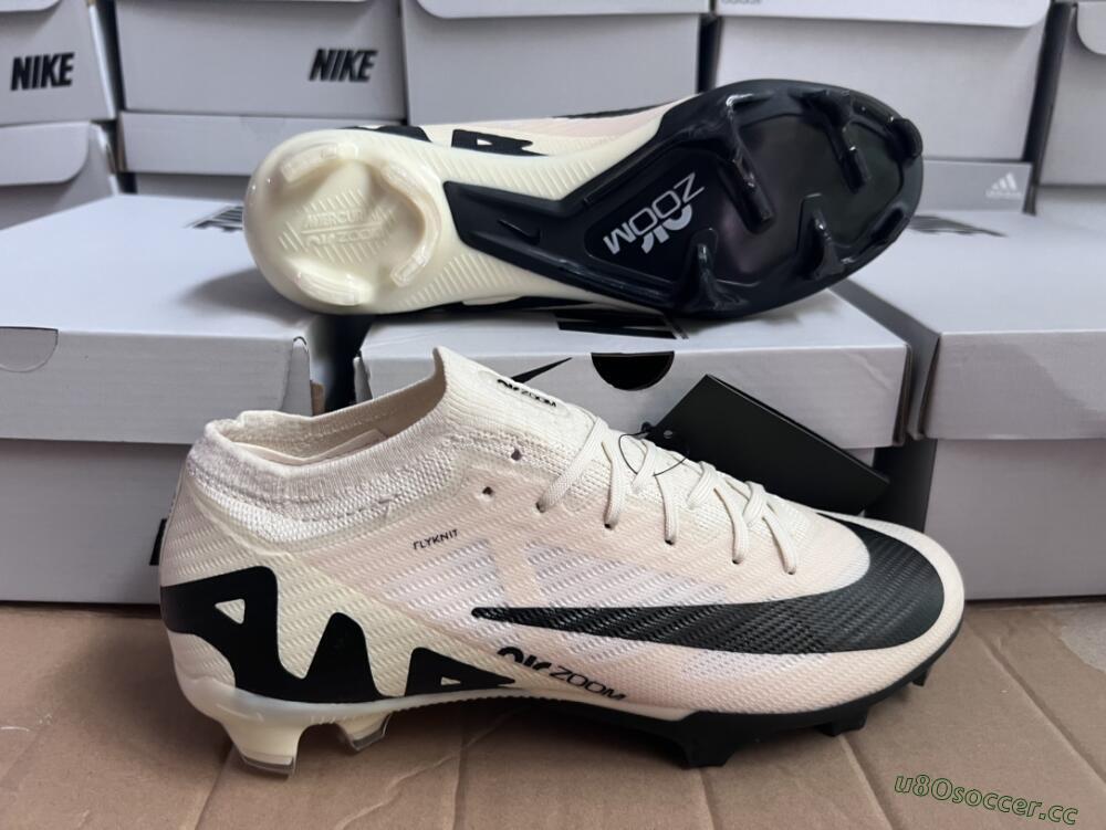 Unisex Nike Air Zoom Mercurial Vapor 15 Elite FG Firm Ground Low-Tops Football Boots - Beige/Black