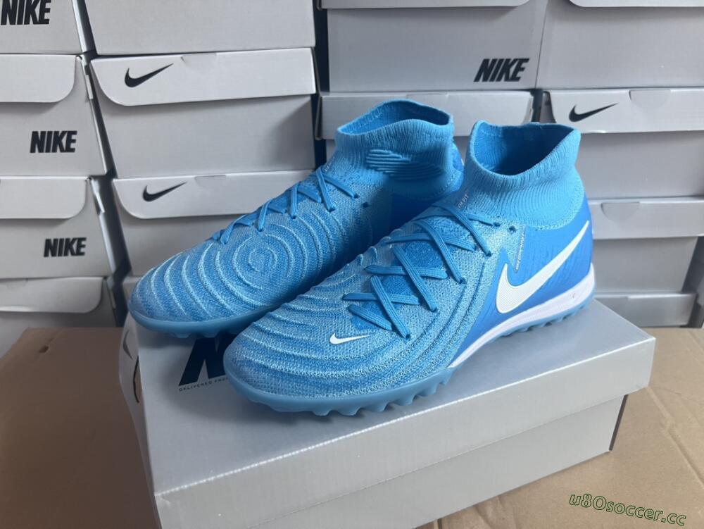 Unisex Nike Phantom Luna Elite TF Artificial Turf High-Tops Football Shoes - Jade/White/Blue