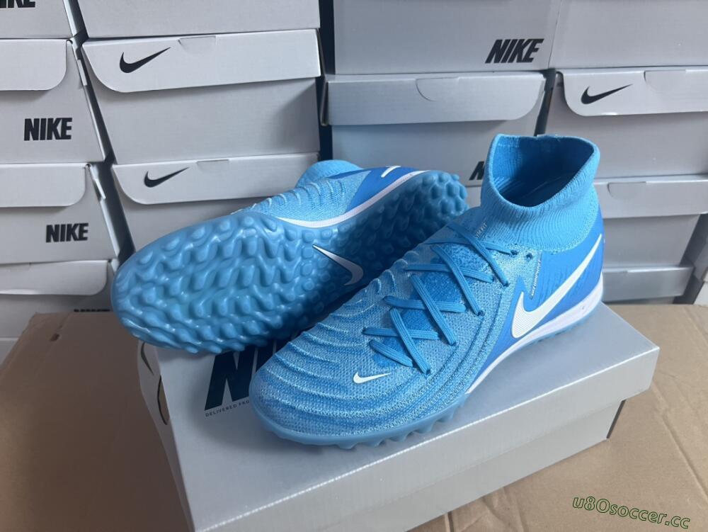 Unisex Nike Phantom Luna Elite TF Artificial Turf High-Tops Football Shoes - Jade/White/Blue