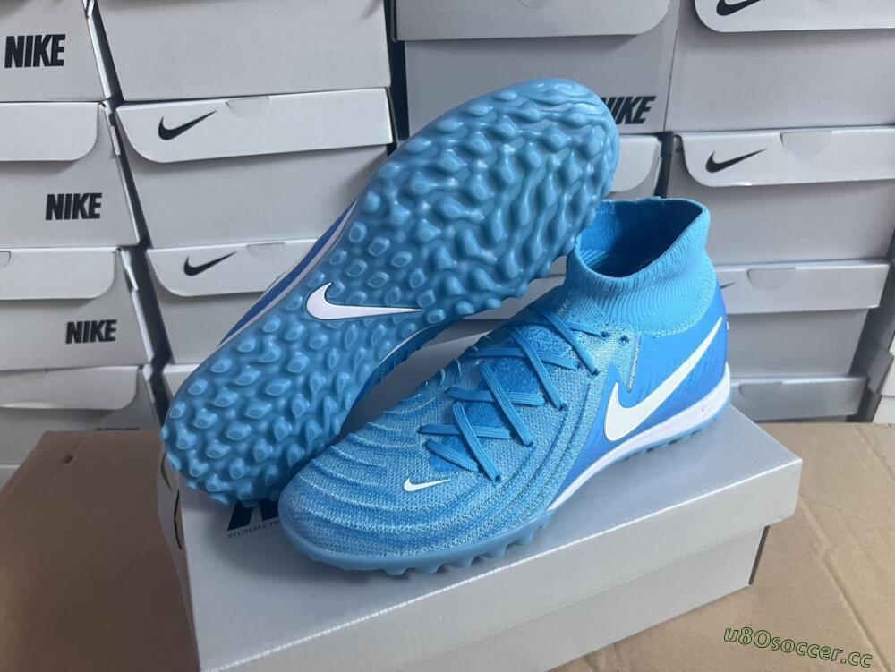 Unisex Nike Phantom Luna Elite TF Artificial Turf High-Tops Football Shoes - Jade/White/Blue