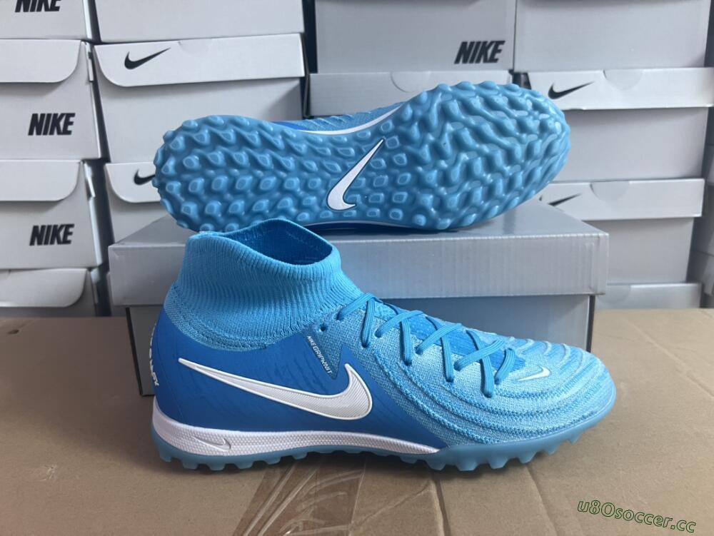 Unisex Nike Phantom Luna Elite TF Artificial Turf High-Tops Football Shoes - Jade/White/Blue