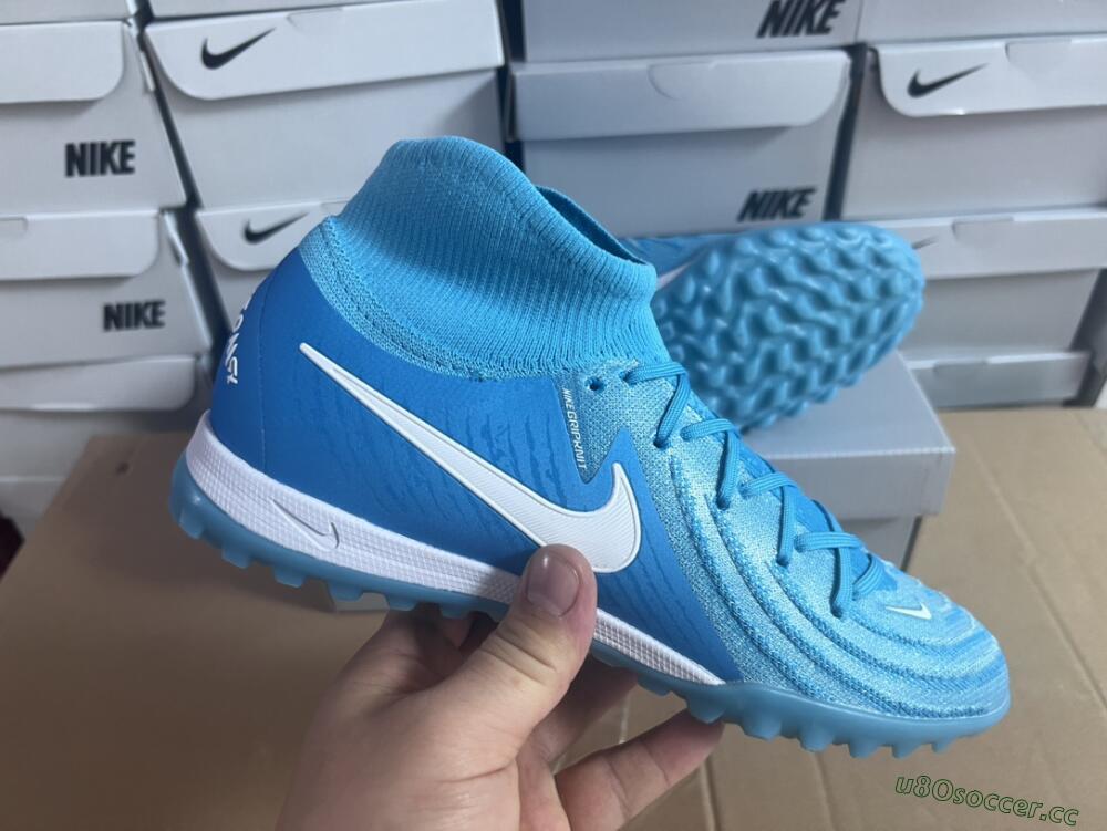 Unisex Nike Phantom Luna Elite TF Artificial Turf High-Tops Football Shoes - Jade/White/Blue