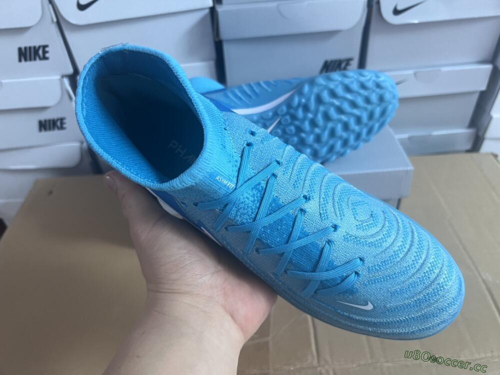 Unisex Nike Phantom Luna Elite TF Artificial Turf High-Tops Football Shoes - Jade/White/Blue