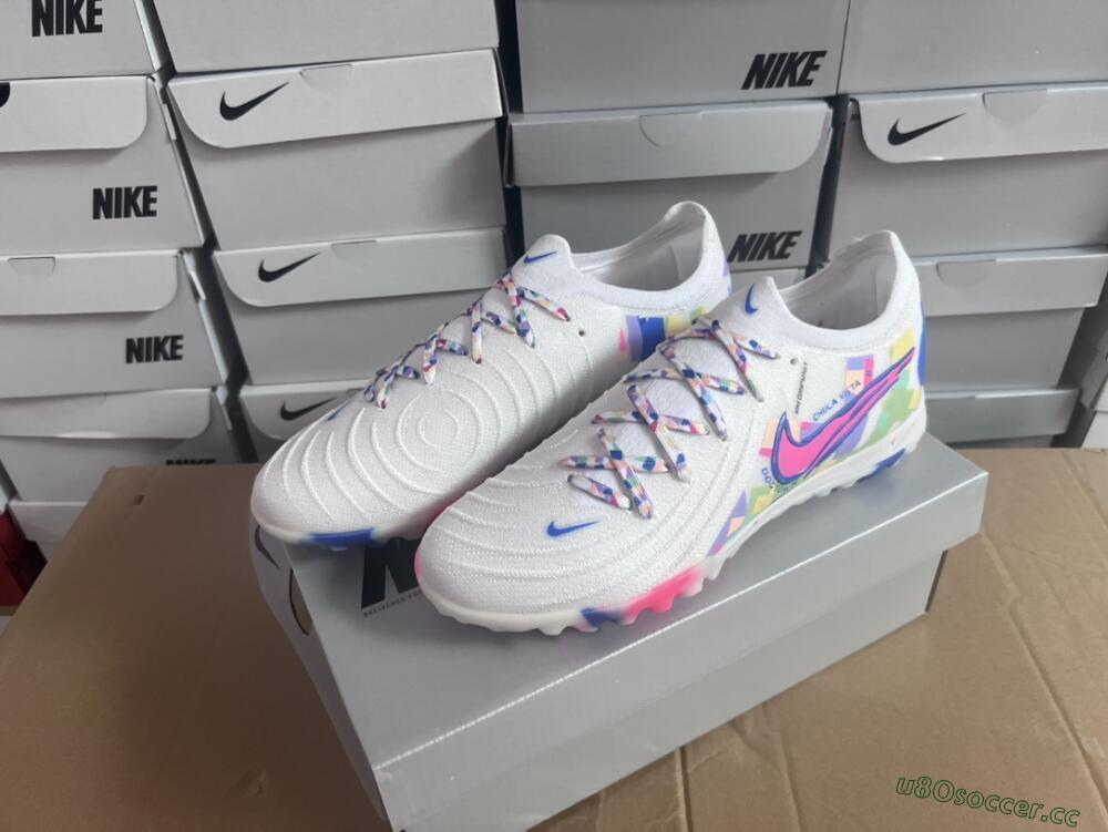 Men's Nike Phantom Luna Elite TF Artificial Turf Low-Tops Football Shoes - White/Blue/Pink/Yellow