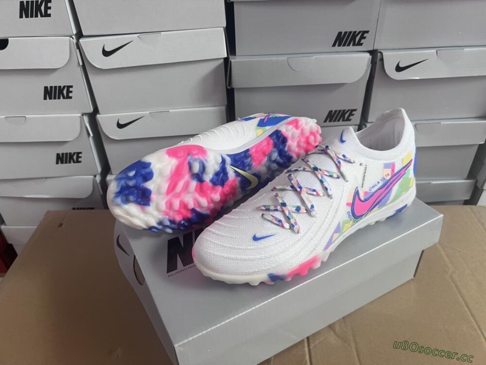 Men's Nike Phantom Luna Elite TF Artificial Turf Low-Tops Football Shoes - White/Blue/Pink/Yellow