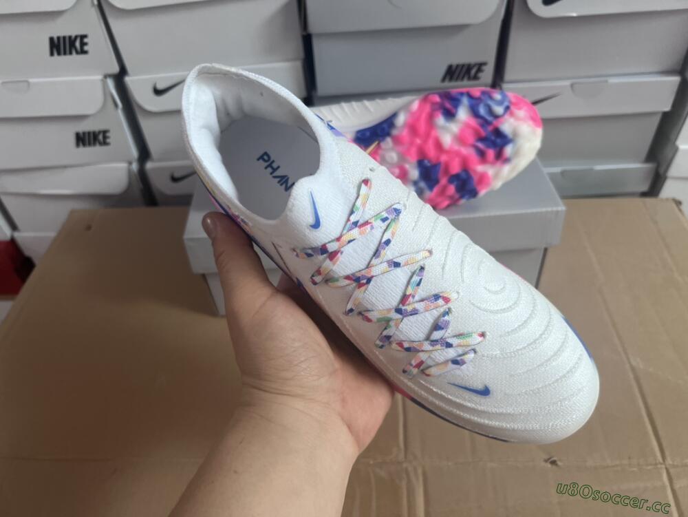 Men's Nike Phantom Luna Elite TF Artificial Turf Low-Tops Football Shoes - White/Blue/Pink/Yellow
