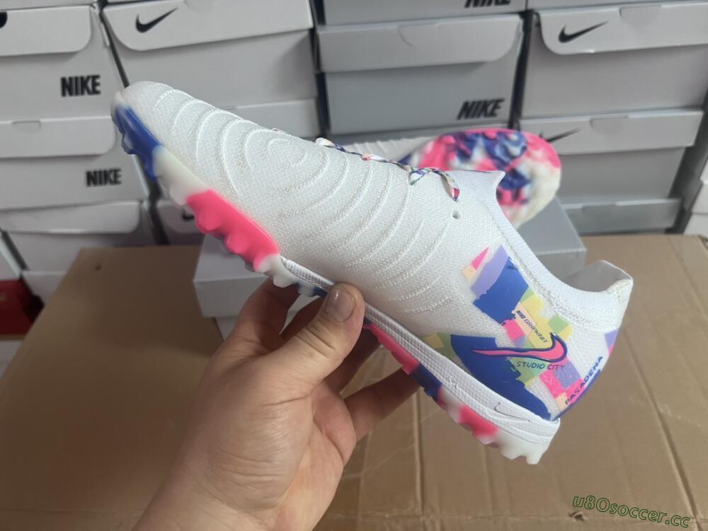 Men's Nike Phantom Luna Elite TF Artificial Turf Low-Tops Football Shoes - White/Blue/Pink/Yellow