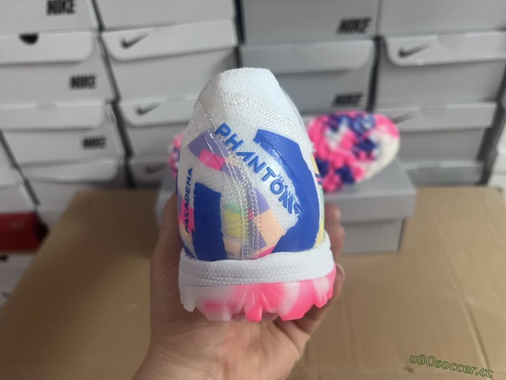 Men's Nike Phantom Luna Elite TF Artificial Turf Low-Tops Football Shoes - White/Blue/Pink/Yellow