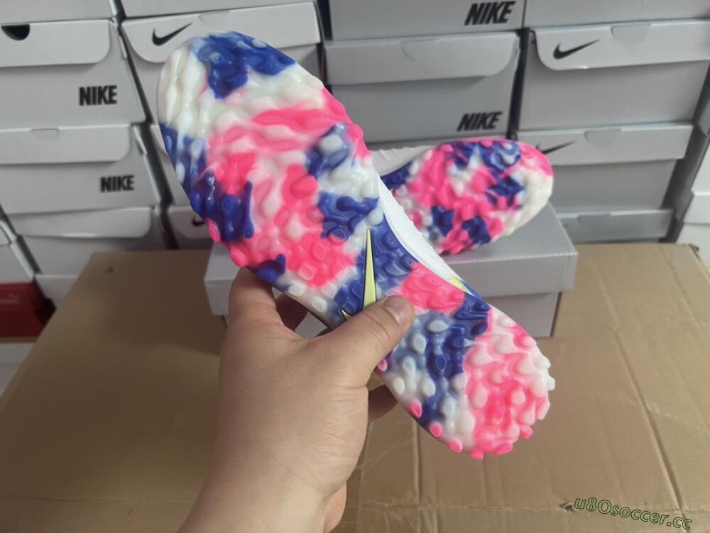 Men's Nike Phantom Luna Elite TF Artificial Turf Low-Tops Football Shoes - White/Blue/Pink/Yellow