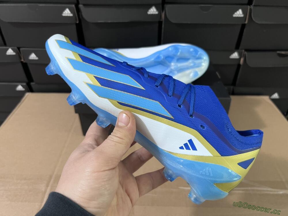 Men's Adidas X Crazyfast.1 Messi FG Firm Ground Low-Tops Football Boots - Blue/Jade/Gold/White