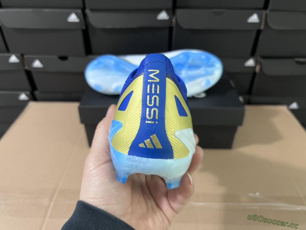 Men's Adidas X Crazyfast.1 Messi FG Firm Ground Low-Tops Football Boots - Blue/Jade/Gold/White