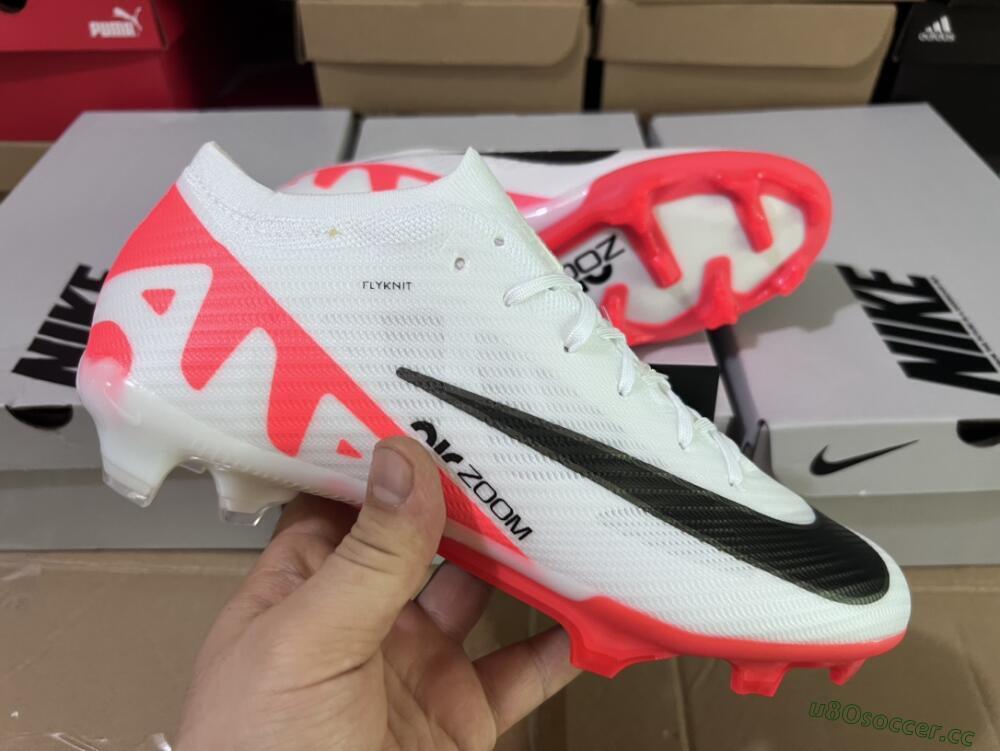 Men's Nike Air Zoom Mercurial Vapor 15 Elite FG Firm Ground Low-Tops Football Boots - White/Black/Red