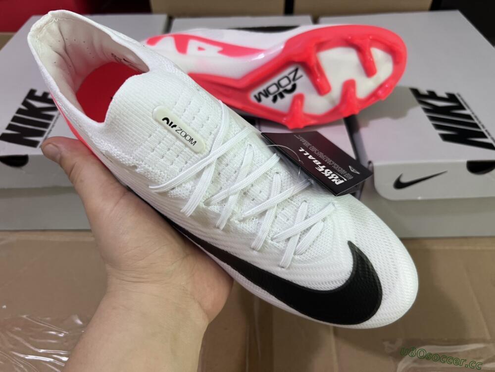Men's Nike Air Zoom Mercurial Vapor 15 Elite FG Firm Ground Low-Tops Football Boots - White/Black/Red