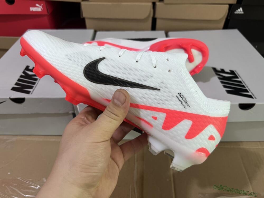 Men's Nike Air Zoom Mercurial Vapor 15 Elite FG Firm Ground Low-Tops Football Boots - White/Black/Red