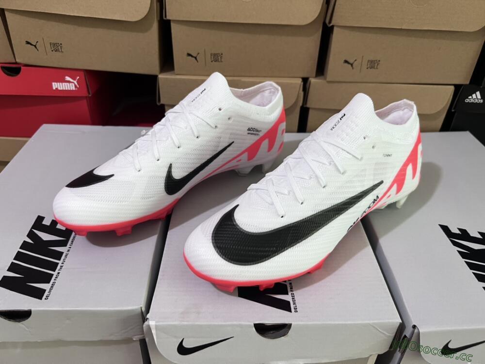 Men's Nike Air Zoom Mercurial Vapor 15 Elite FG Firm Ground Low-Tops Football Boots - White/Black/Red