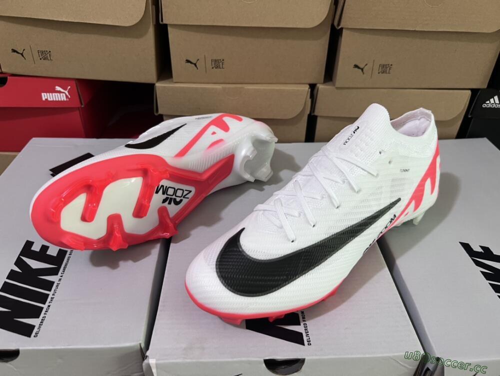 Men's Nike Air Zoom Mercurial Vapor 15 Elite FG Firm Ground Low-Tops Football Boots - White/Black/Red