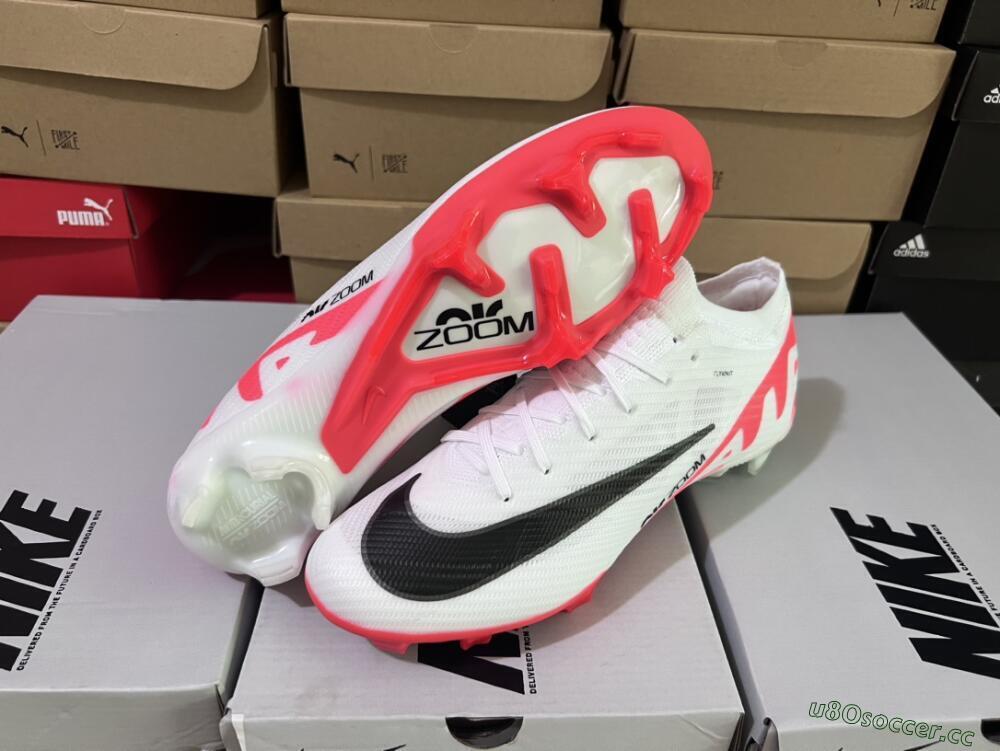 Men's Nike Air Zoom Mercurial Vapor 15 Elite FG Firm Ground Low-Tops Football Boots - White/Black/Red
