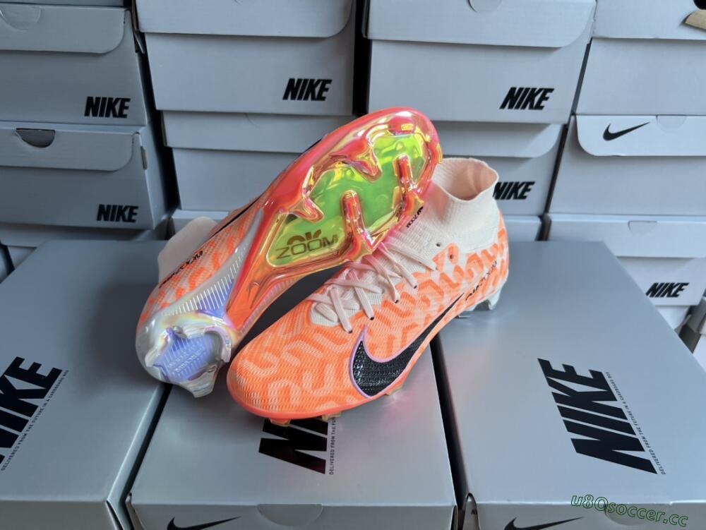 Unisex Nike Air Zoom Mercurial Superfly 9 Elite FG Firm Ground High-Tops Football Boots - White/Orange/Black