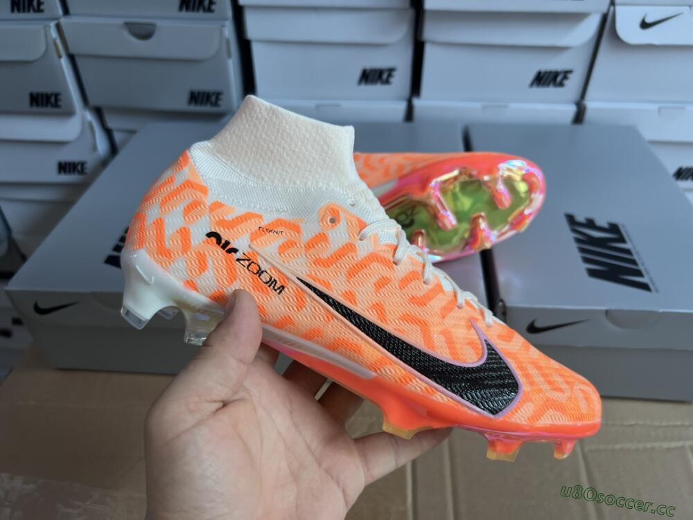 Unisex Nike Air Zoom Mercurial Superfly 9 Elite FG Firm Ground High-Tops Football Boots - White/Orange/Black