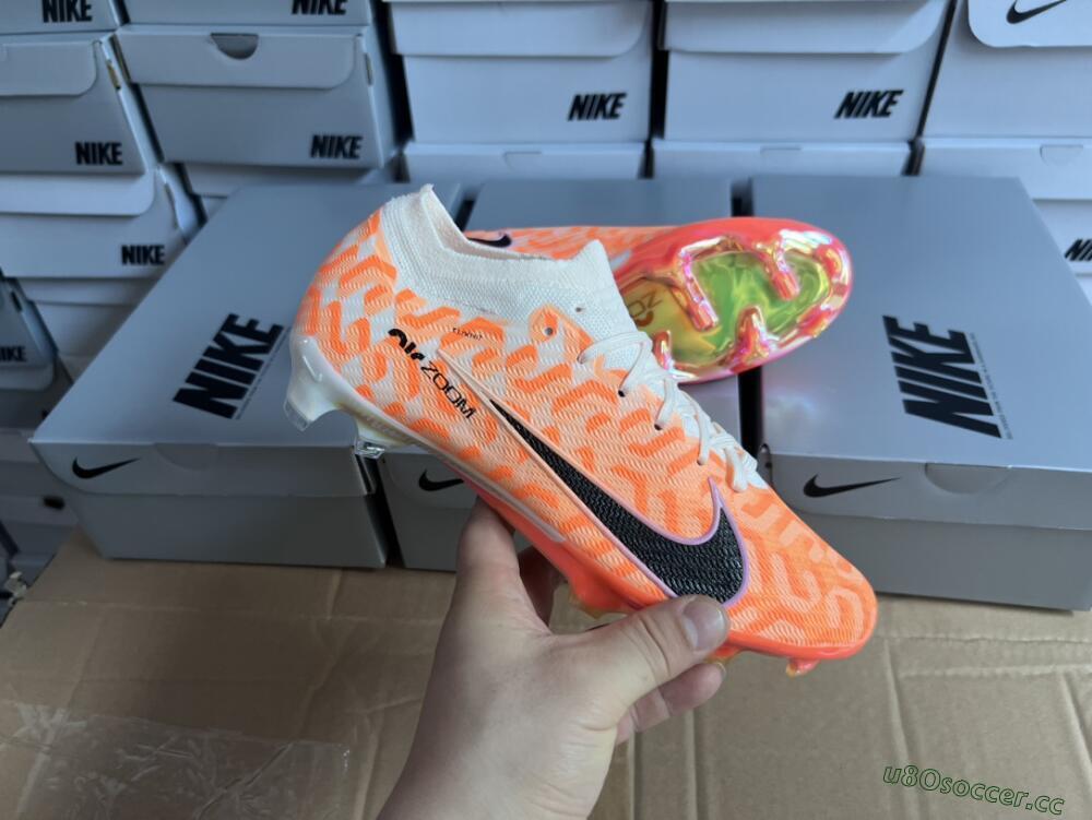 Unisex Nike Air Zoom Mercurial Vapor 15 Elite FG Firm Ground Low-Tops Football Boots - White/Orange/Black