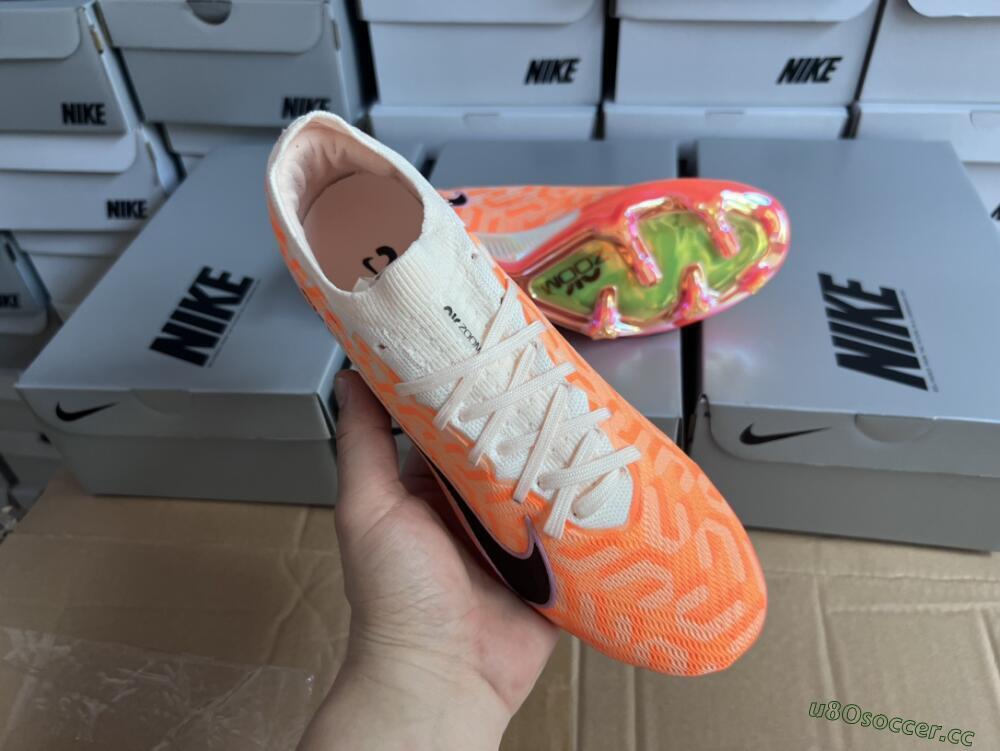 Unisex Nike Air Zoom Mercurial Vapor 15 Elite FG Firm Ground Low-Tops Football Boots - White/Orange/Black
