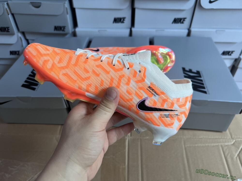 Unisex Nike Air Zoom Mercurial Vapor 15 Elite FG Firm Ground Low-Tops Football Boots - White/Orange/Black