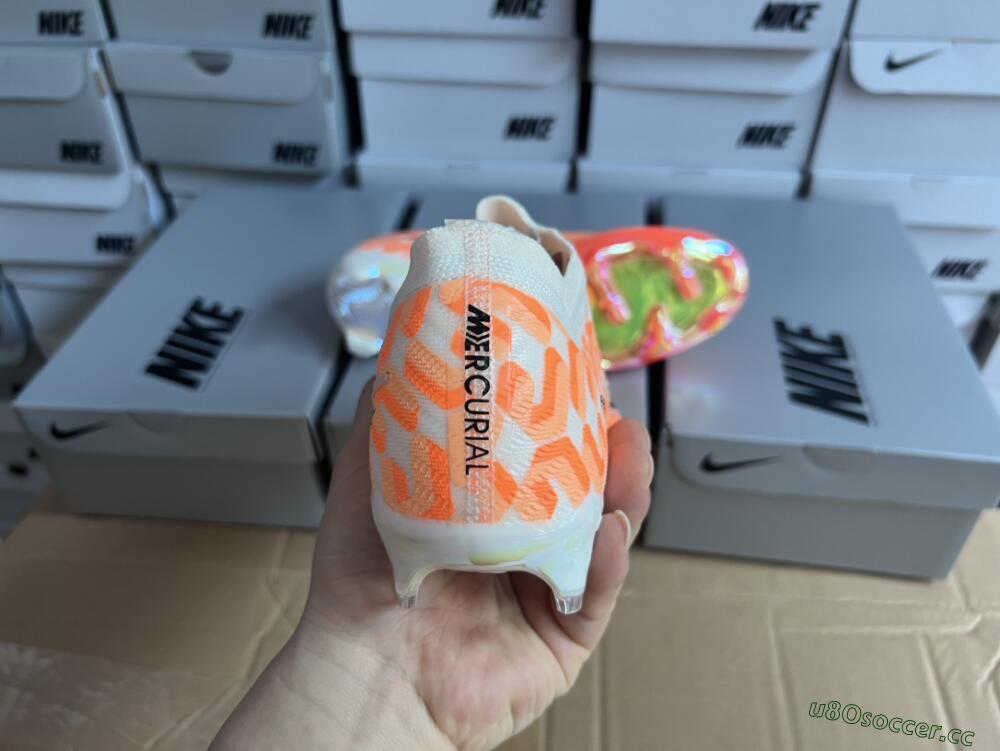 Unisex Nike Air Zoom Mercurial Vapor 15 Elite FG Firm Ground Low-Tops Football Boots - White/Orange/Black