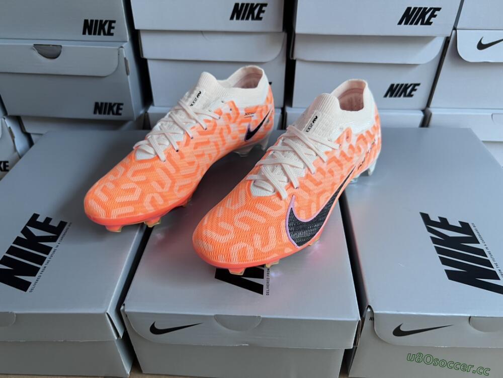 Unisex Nike Air Zoom Mercurial Vapor 15 Elite FG Firm Ground Low-Tops Football Boots - White/Orange/Black