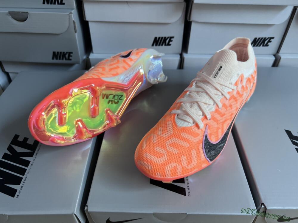 Unisex Nike Air Zoom Mercurial Vapor 15 Elite FG Firm Ground Low-Tops Football Boots - White/Orange/Black