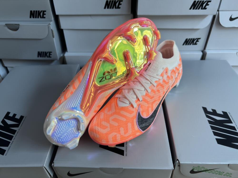 Unisex Nike Air Zoom Mercurial Vapor 15 Elite FG Firm Ground Low-Tops Football Boots - White/Orange/Black
